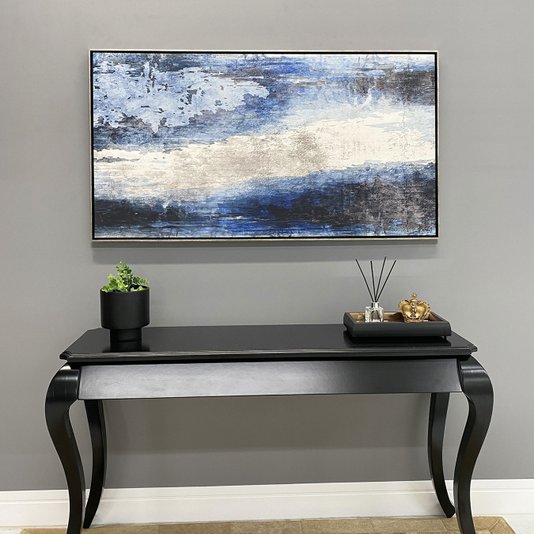 Quadro Abstrato Decorativo Tela Canvas com Moldura Prata