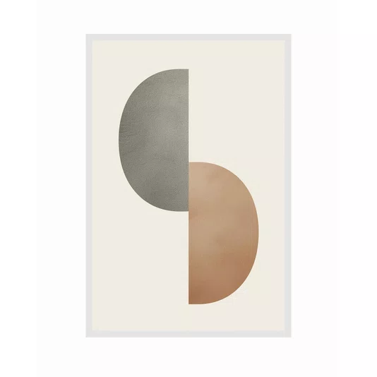 Quadro Abstrato Dualidade em Terracota e Cinza Decoração Minimalista