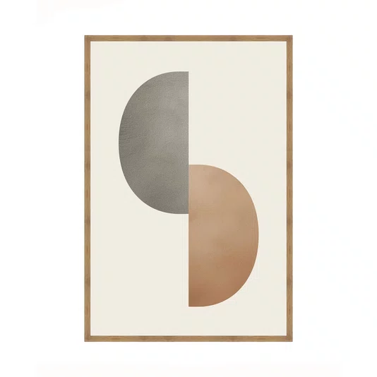 Quadro Abstrato Dualidade em Terracota e Cinza Decoração Minimalista