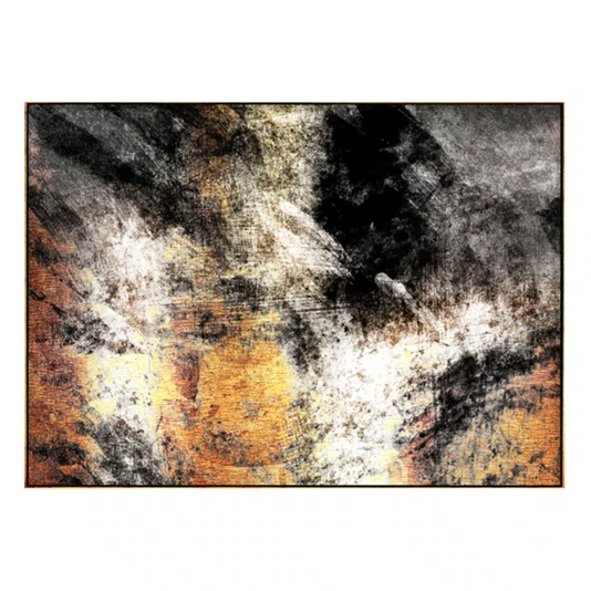 Quadro Abstrato em Canvas Tons de Cobre Preto e Dourado Moldura Dourada 170x120 cm