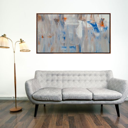 Quadro Abstrato em Tela Canvas com Moldura Cor Mel 160x90cm