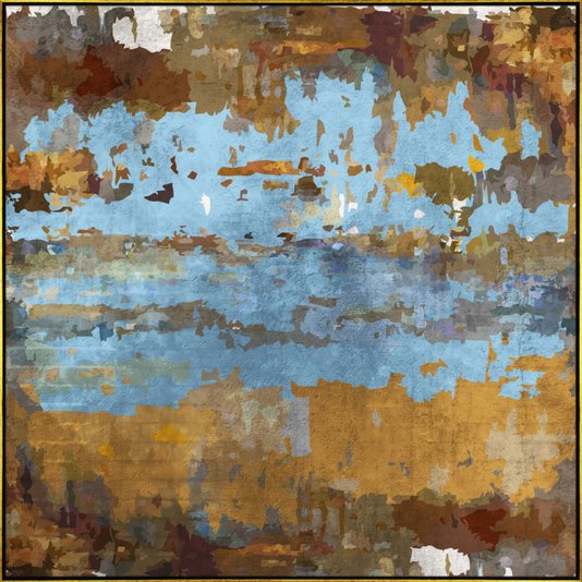 Quadro Abstrato em Tela Canvas Moldura Dourada sua Decoração Sofisticada e Moderna