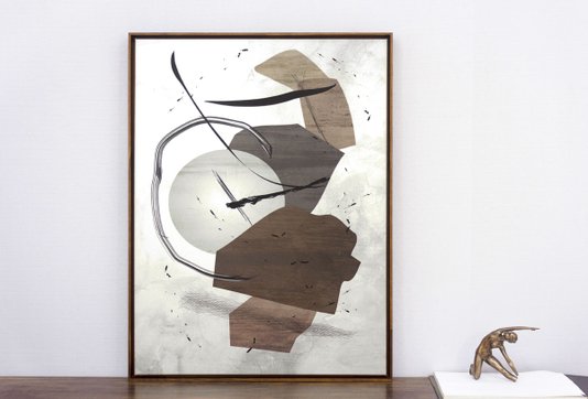 Quadro Abstrato em Tela Canvas com Moldura na Cor Mel 60x80cm