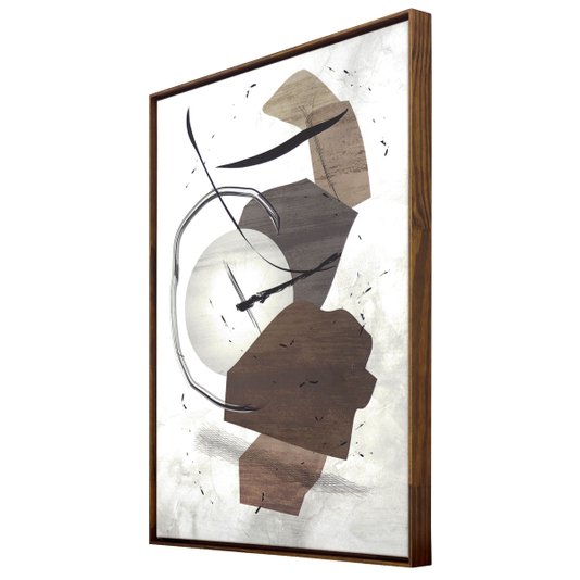 Quadro Abstrato em Tela Canvas com Moldura na Cor Mel 60x80cm