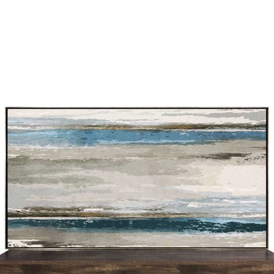 Quadro Abstrato Decorativo em Tela Canvas com Moldura Prata