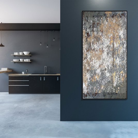Quadro Abstrato em Tela Canvas com Moldura Preta 60x120 cm