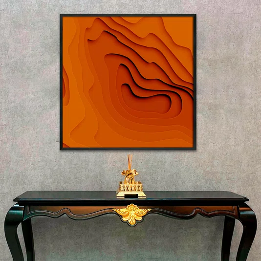 Quadro Abstrato Estilo Relevo Arte Orgânica Moderna com Moldura e Vidro