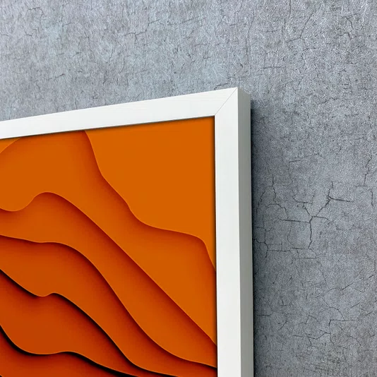 Quadro Abstrato Estilo Relevo Arte Orgânica Moderna com Moldura e Vidro