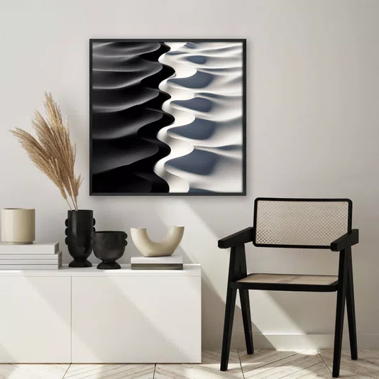 Quadro Abstrato Fluxo de Cores Quentes e Vivas Impactante com Moldura e Vidro