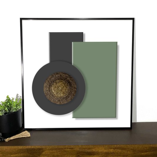 Quadro Abstrato Formas Geométricas com Moldura Filete Preta: Sofisticação para Decorar