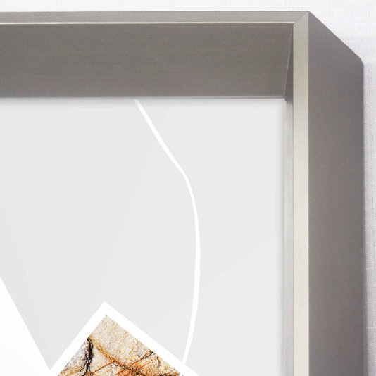 Quadro Abstrato Formas Geométricas com Moldura Prata Chanfrada