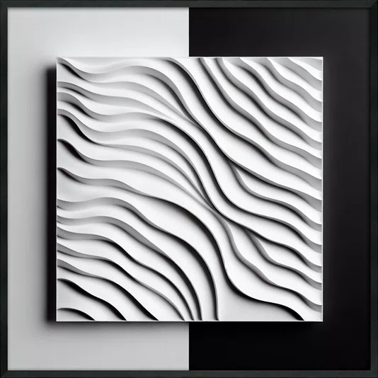 Quadro Abstrato Geométrico do Design Moderno ao Contraste com Moldura e Vidro