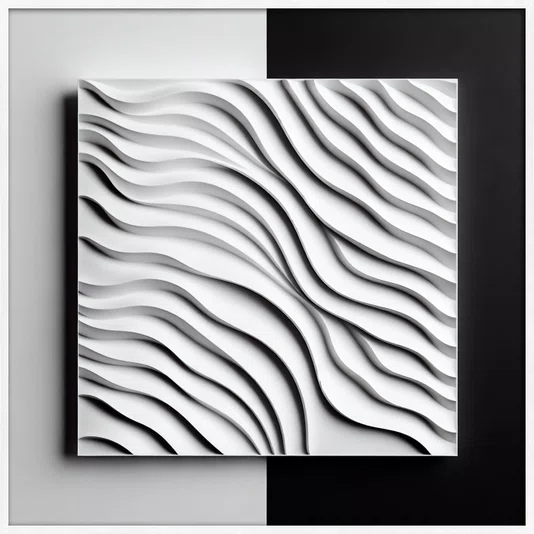 Quadro Abstrato Geométrico do Design Moderno ao Contraste com Moldura e Vidro