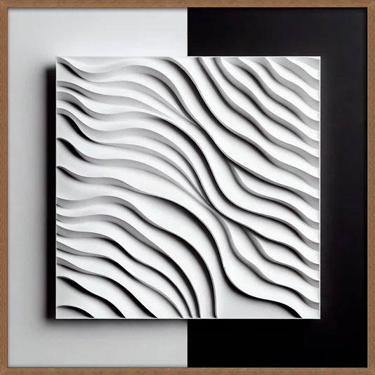 Quadro Abstrato Geométrico do Design Moderno ao Contraste com Moldura e Vidro