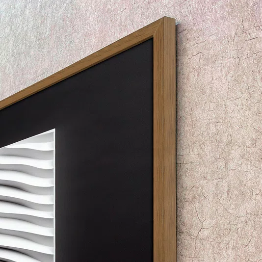 Quadro Abstrato Geométrico do Design Moderno ao Contraste com Moldura e Vidro