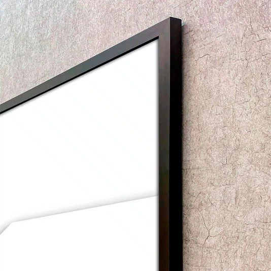 Quadro Abstrato Geometrico em Camadas Arte Minimalista com Moldura e Vidro