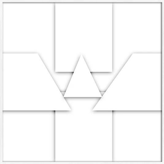 Quadro Abstrato Geometrico em Camadas Arte Minimalista com Moldura e Vidro