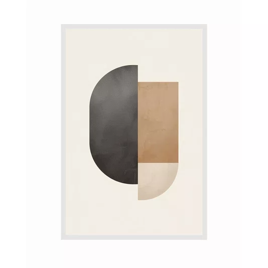 Quadro Abstrato Geométrico em Tons Neutros Arte Minimalista Contemporânea
