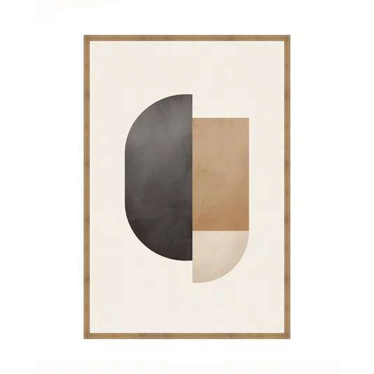 Quadro Abstrato Geométrico em Tons Neutros Arte Minimalista Contemporânea