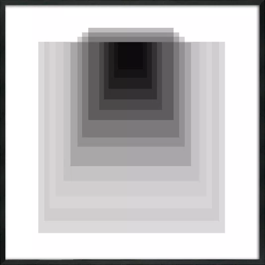 Quadro Abstrato Geométrico Profundo Preto e Branco Moderno com Moldura e Vidro