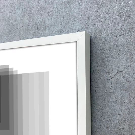Quadro Abstrato Geométrico Profundo Preto e Branco Moderno com Moldura e Vidro