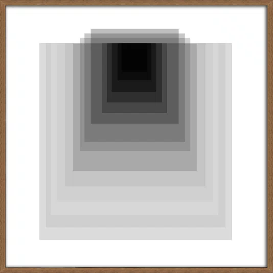 Quadro Abstrato Geométrico Profundo Preto e Branco Moderno com Moldura e Vidro