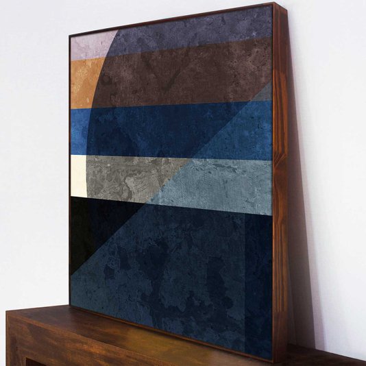 Quadro Abstrato Geométrico Tela Canvas Texturas Moldura Marrom - Escolha o Tamanho