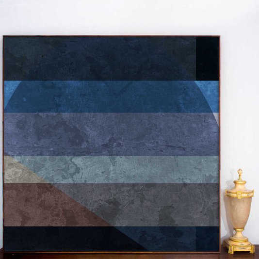 Quadro Abstrato Geométrico Texturas Tela Canvas com Moldura Marrom - Escolha o Tamanho