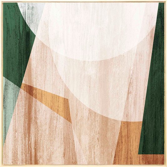 Quadro Abstrato Geométrico Texturas Tela Canvas com Moldura Natural