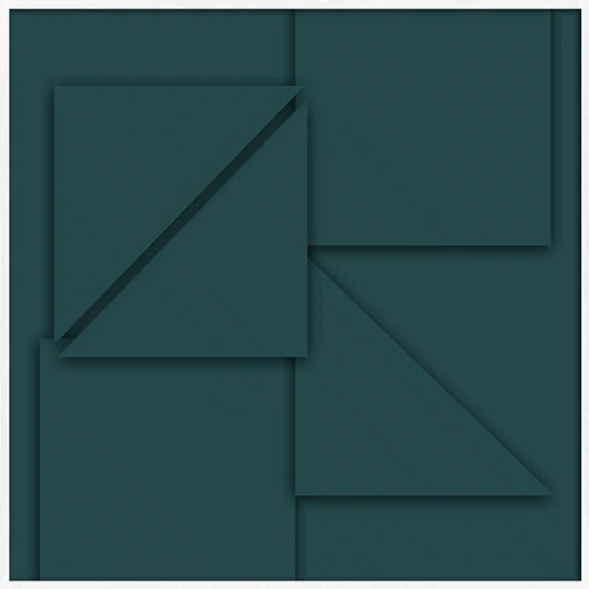 Quadro Abstrato Geométrico Verde Petróleo Arte Moderna com Moldura e Vidro