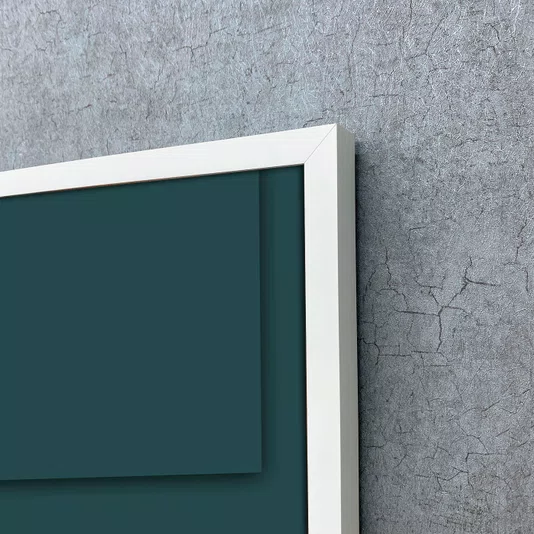 Quadro Abstrato Geométrico Verde Petróleo Arte Moderna com Moldura e Vidro