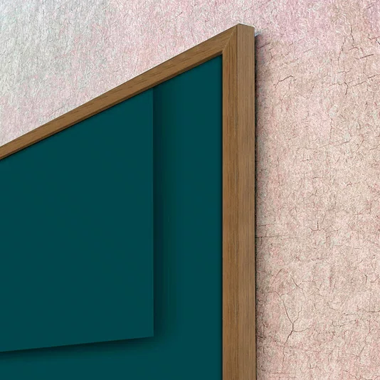 Quadro Abstrato Geométrico Verde Petróleo Arte Moderna com Moldura e Vidro