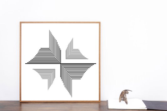 Quadro Abstrato Geométricos Riscos Minimalista 70x70cm