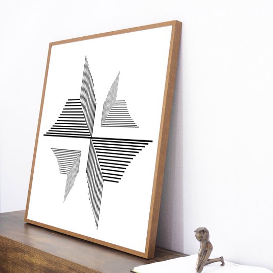 Quadro Abstrato Geométricos Riscos Minimalista 70x70cm