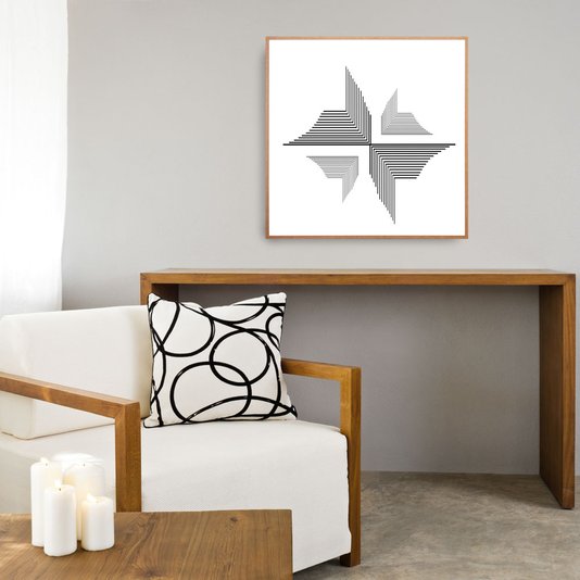 Quadro Abstrato Geométricos Riscos Minimalista 70x70cm