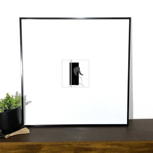 Quadro Abstrato Minimalista com Moldura Preta e Paspatur Branco: Elegância e Sofisticação