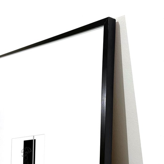 Quadro Abstrato Minimalista com Moldura Preta e Paspatur Branco: Estilo Contemporâneo