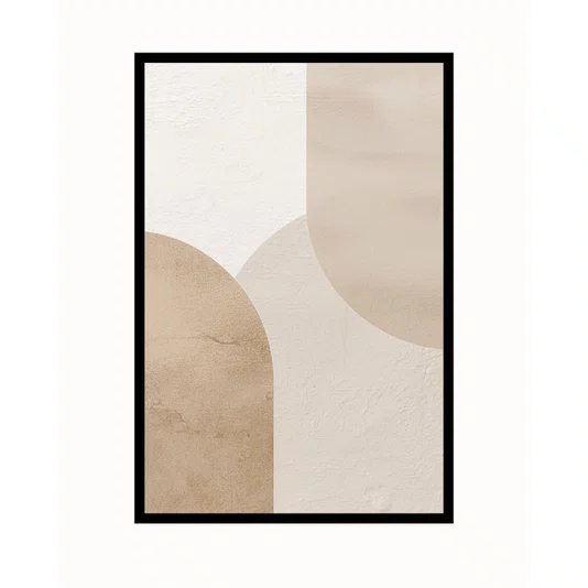 Quadro Abstrato Minimalista Estilo Texturizado Tons Terrosos e Bege Neutro