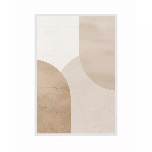 Quadro Abstrato Minimalista Estilo Texturizado Tons Terrosos e Bege Neutro