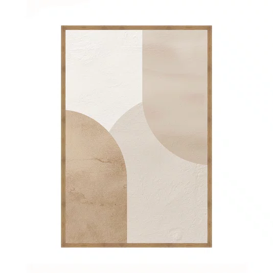 Quadro Abstrato Minimalista Estilo Texturizado Tons Terrosos e Bege Neutro
