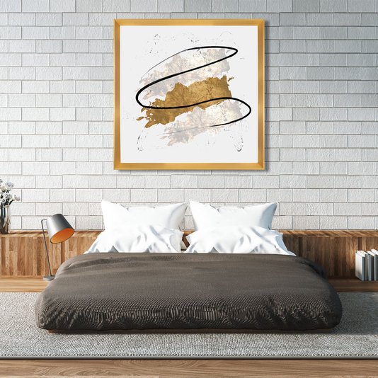 Quadro Abstrato Moderno Decorativo Ilustração Arte Gold - Vários Tamanhos