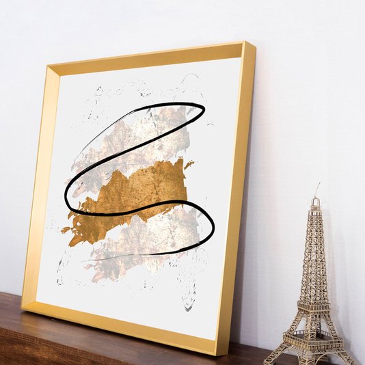 Quadro Abstrato Moderno Decorativo Ilustração Arte Gold - Vários Tamanhos