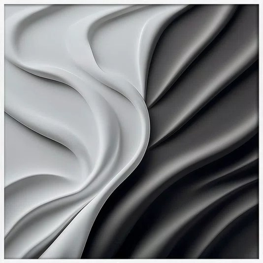Quadro Abstrato Moderno em Ondas Fluidas Estilo Relevo 3D com Moldura e Vidro