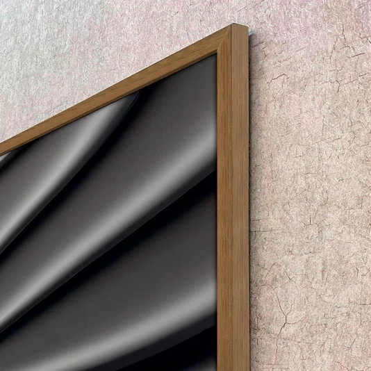 Quadro Abstrato Moderno em Ondas Fluidas Estilo Relevo 3D com Moldura e Vidro