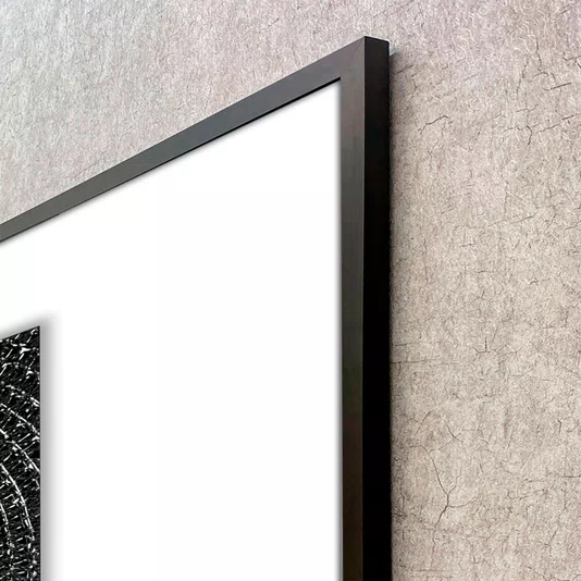 Quadro Abstrato Moderno em Preto e Branco com Moldura e Vidro