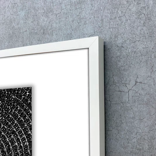 Quadro Abstrato Moderno em Preto e Branco com Moldura e Vidro