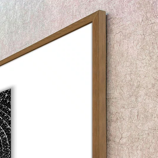 Quadro Abstrato Moderno em Preto e Branco com Moldura e Vidro