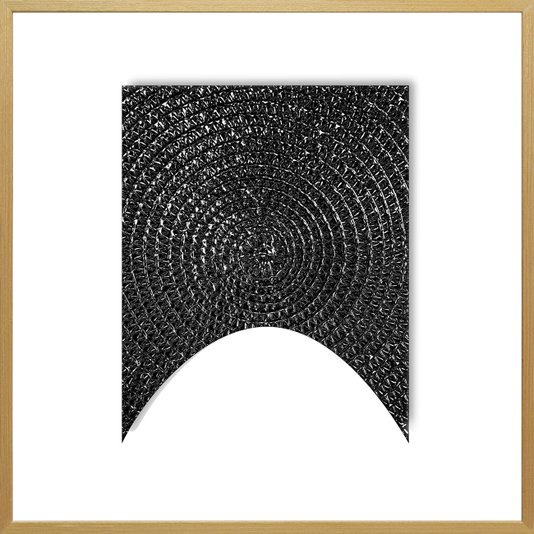 Quadro Abstrato Moderno em Preto e Branco com Moldura Natural Laminada 90x90 cm