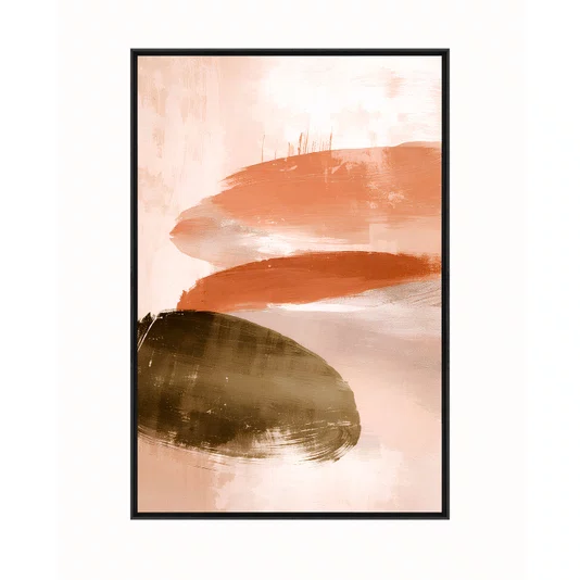 Quadro Abstrato Moderno Orgânico em Tons Terrosos Verde Oliva e Terracota