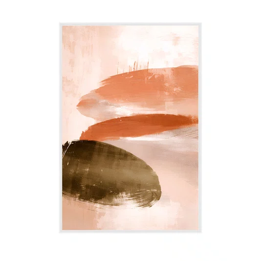 Quadro Abstrato Moderno Orgânico em Tons Terrosos Verde Oliva e Terracota